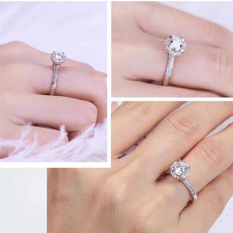 Halo Moissanite Hand Flower Four Prong Pave Engagement Ring