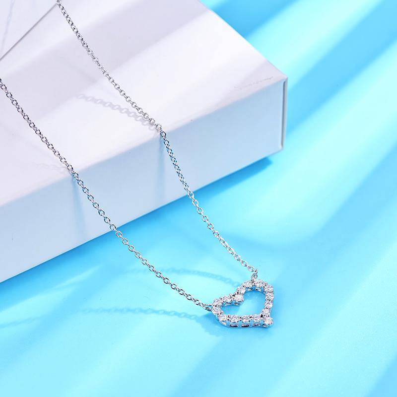 Moissanite love heart sterling silver necklace