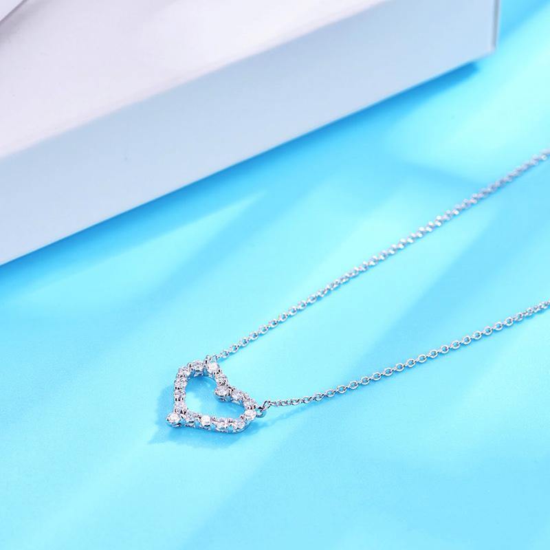 Moissanite love heart sterling silver necklace