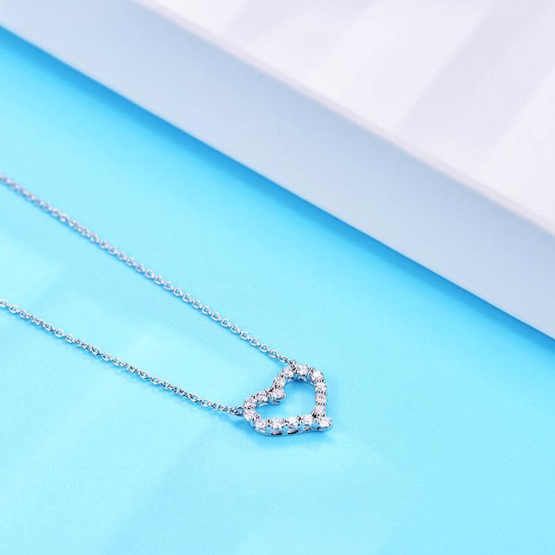 Moissanite love heart sterling silver necklace