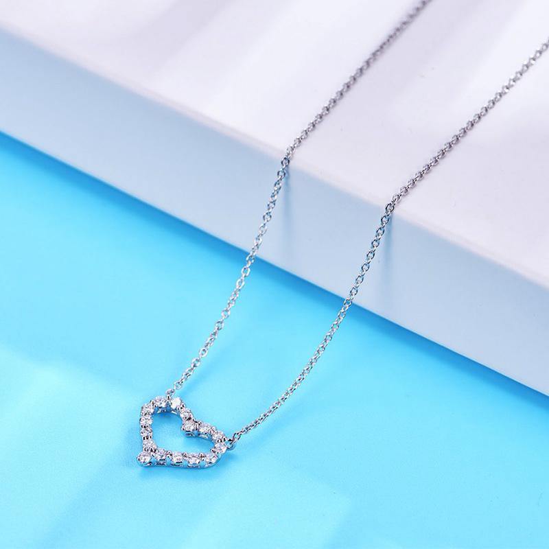 Moissanite love heart sterling silver necklace