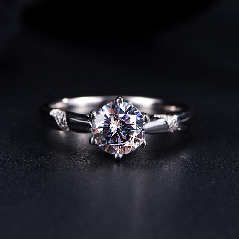 Moissanite Series Fashion Six Prong Sterling Silver Engagement Ring