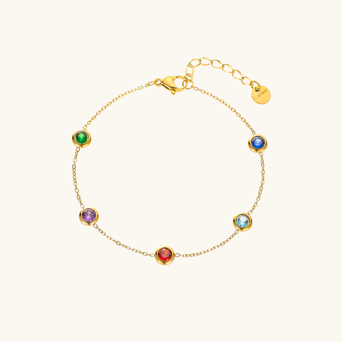 Multi-Colour Stone Bracelet - Gold