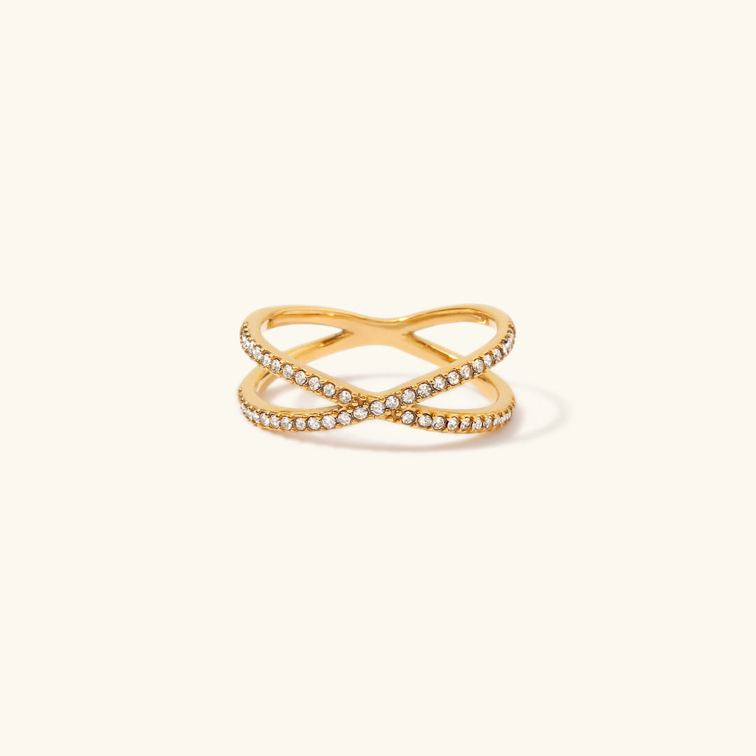 Nia Gold Diamond Cross Ring