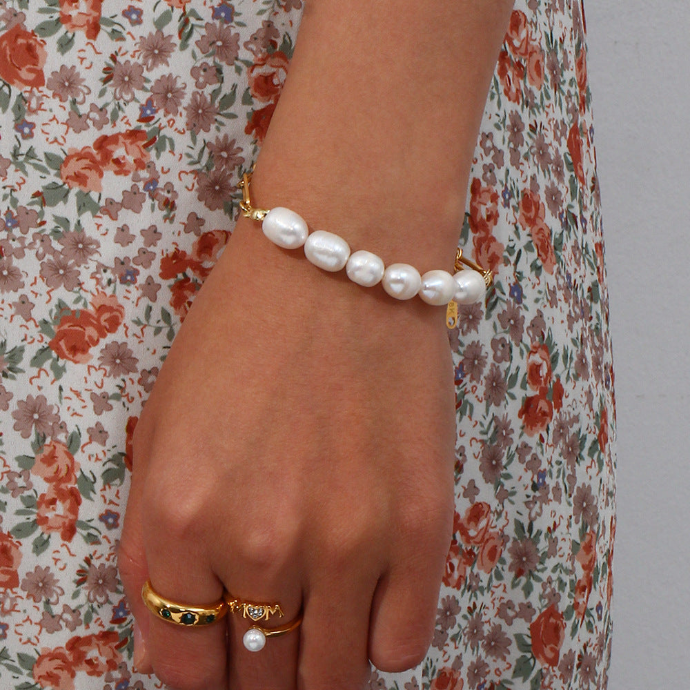 Mary Paperclip Chain Pearl Bracelet