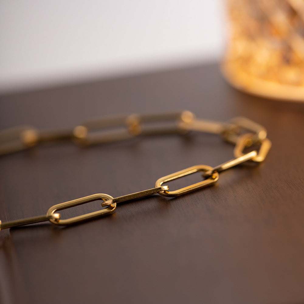 Ria Gold Paperclip Chain Necklace