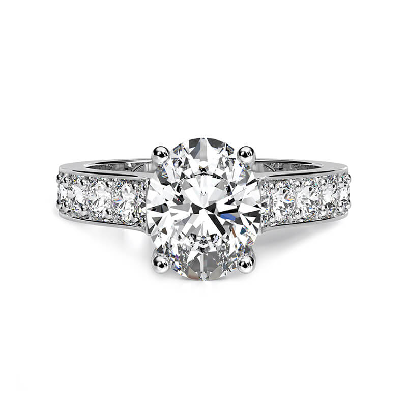 Oval Cut Moissanite Channel Accents Engagement Ring