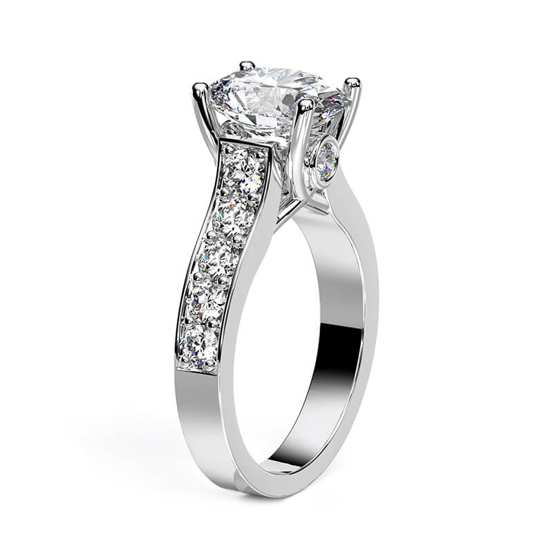 Oval Cut Moissanite Channel Accents Engagement Ring