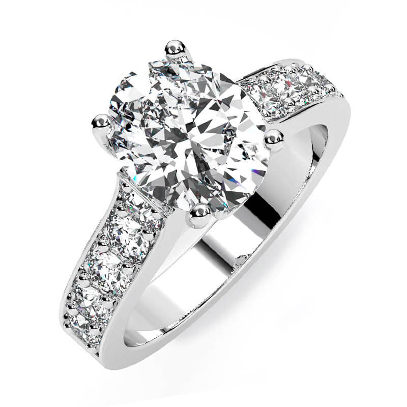 Oval Cut Moissanite Channel Accents Engagement Ring