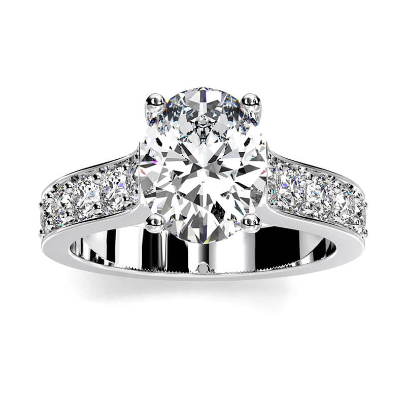 Oval Cut Moissanite Channel Accents Engagement Ring