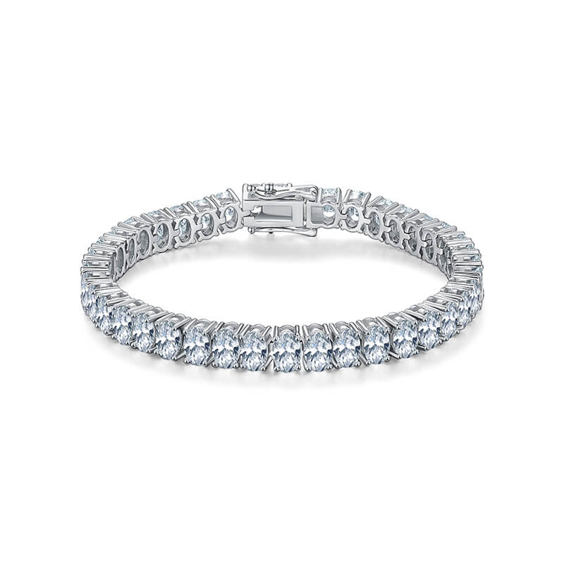 Oval Cut Moissanite Tennis Sterling Silver Bracelet