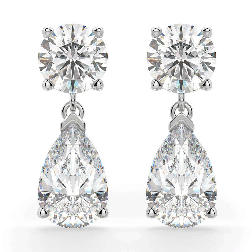 Pear Cut Moissanite Drop Earrings In Sterling Silver