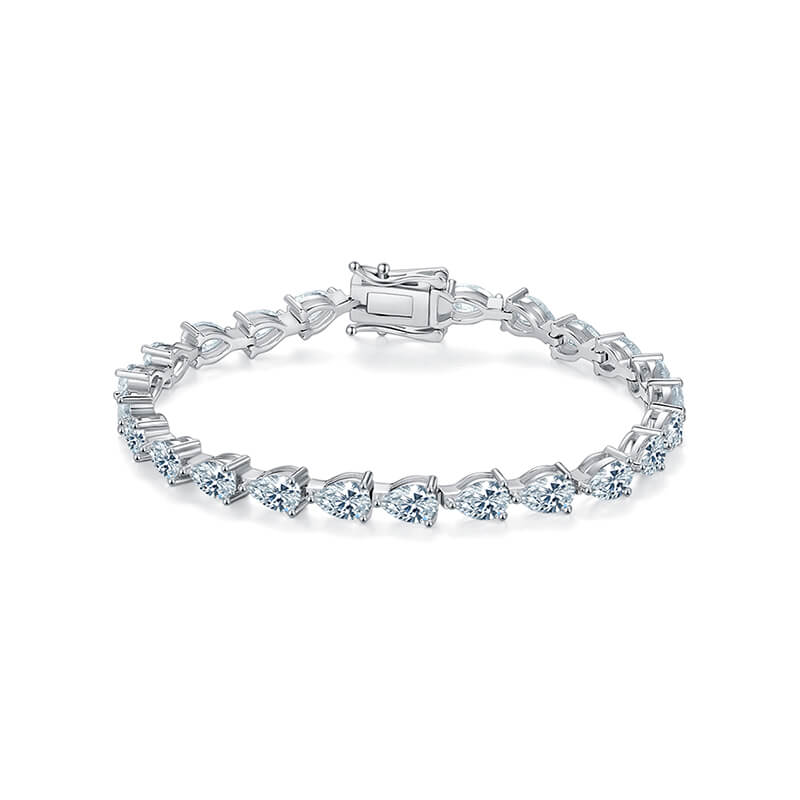 Pear Cut Moissanite Tennis Sterling Silver Bracelet