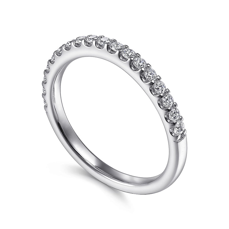 Petite Curved Moissanite Pave Half Eternity Wedding Band