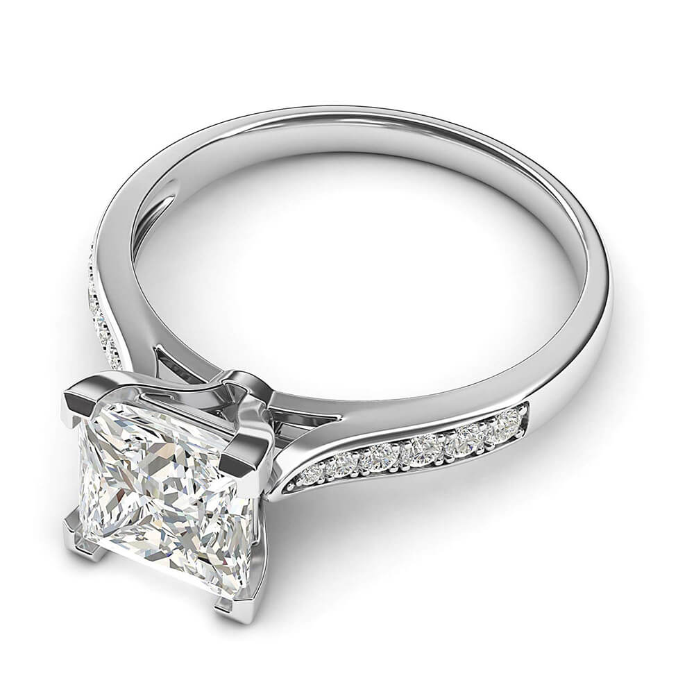 Princess Cut Moissanite Channel Set Engagement Ring