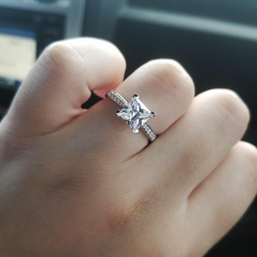 Princess Cut Moissanite Channel Set Engagement Ring