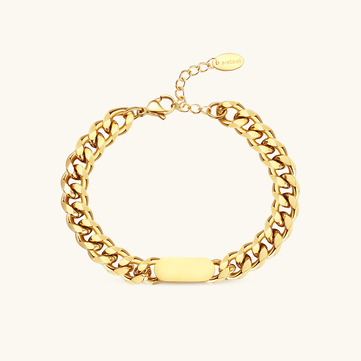 Rectangle Curb Chain Bracelet - 18K Gold Plated