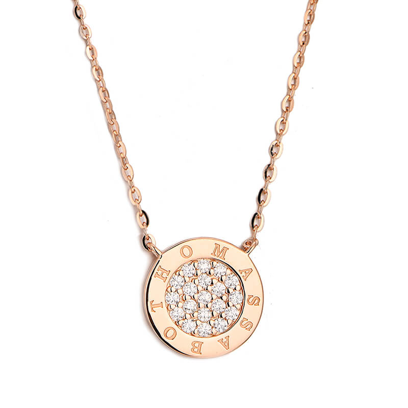 Rose Gold Cluster Moissanite Pave Sterling Silver Necklace