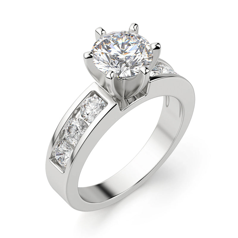 Round Cut Moissanite Channel Set Engagement Ring