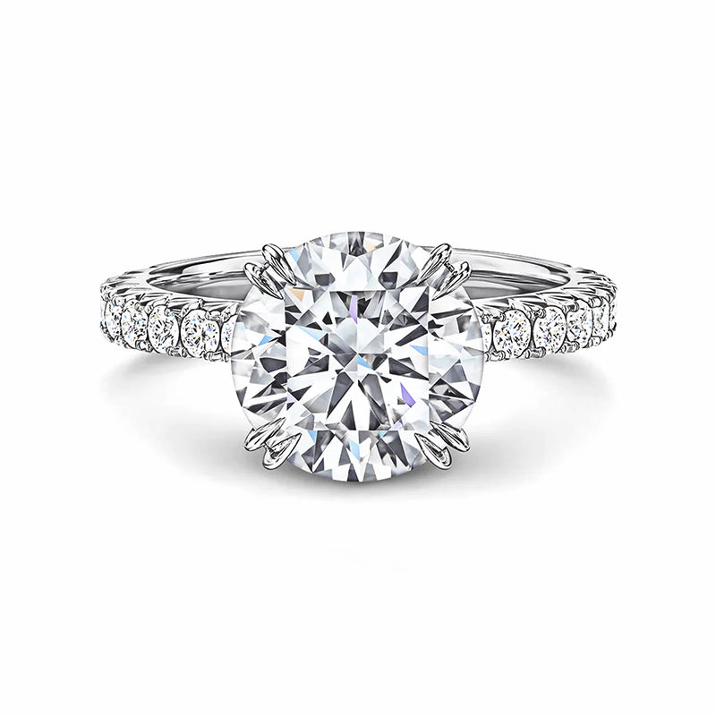 Round Moissanite Pavé Accents Engagement Ring