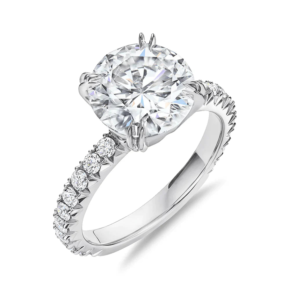 Round Moissanite Pavé Accents Engagement Ring