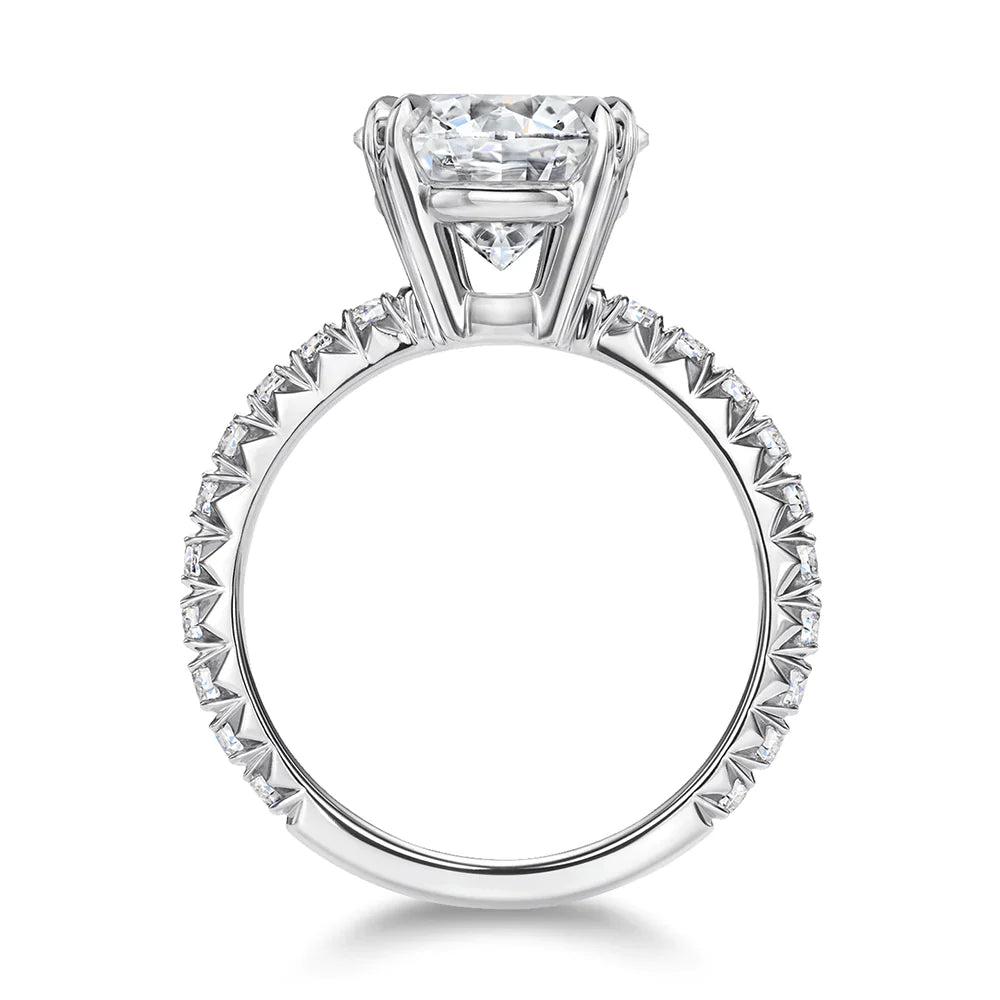 Round Moissanite Pavé Accents Engagement Ring