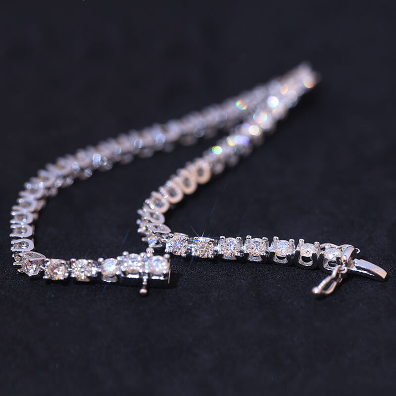 Round Moissanite Sterling Silver Bracelet