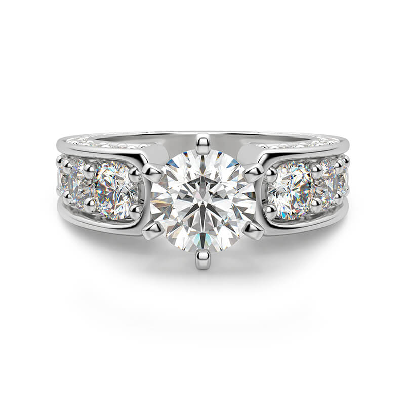 Round Moissanite Triple Channel Set Engagement Ring