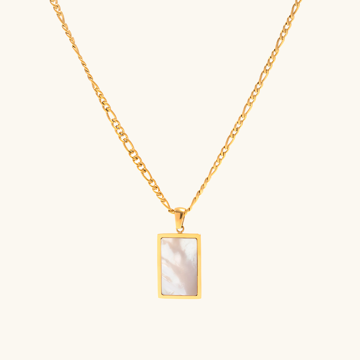 Shell Rectangle Pendant Necklace - Gold
