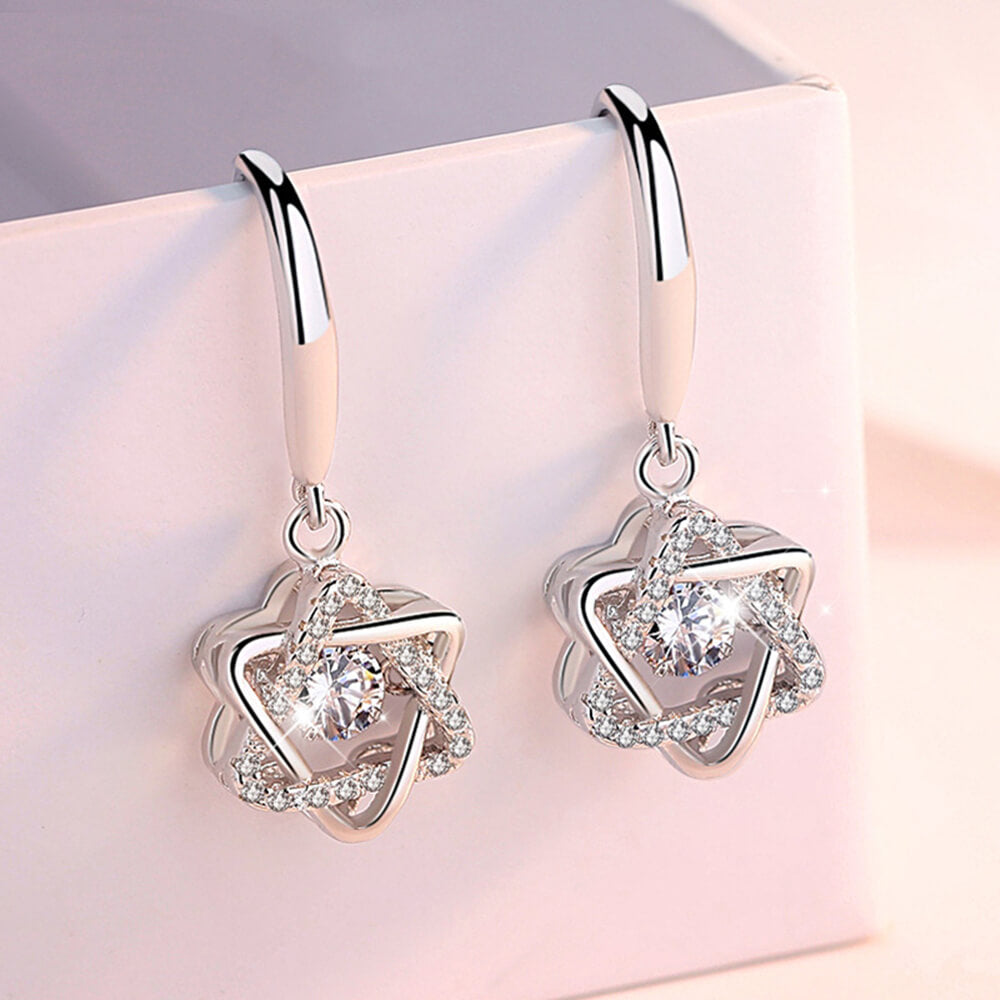 Round Moissanite Six Pointed Star Sterling Silver Earrings