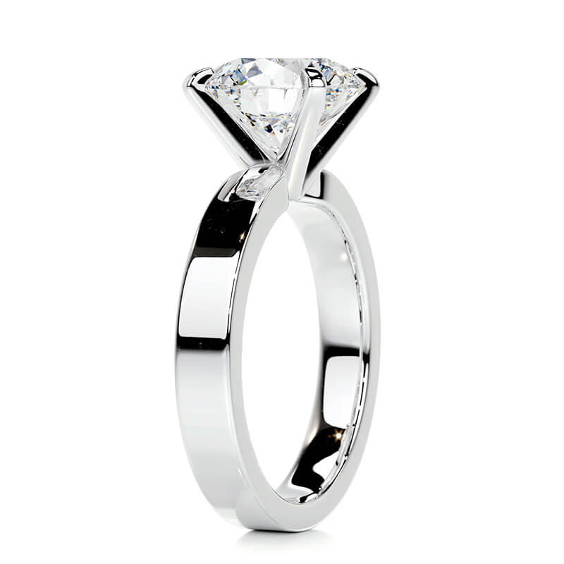 Solitaire Moissanite Four Prong Flat Shank Engagement Ring