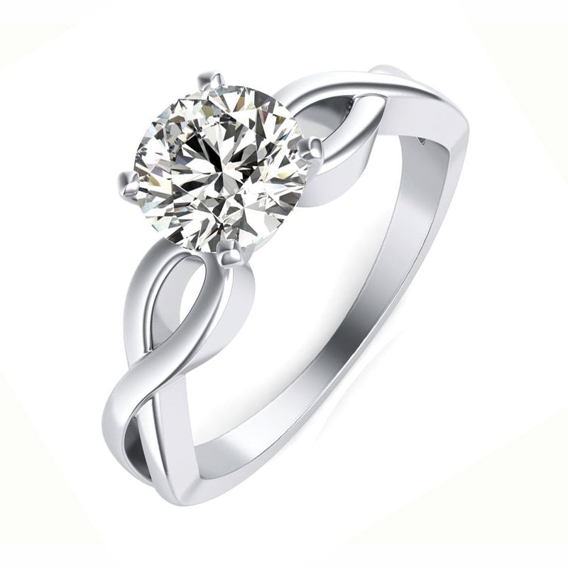 Solitaire Moissanite Twisted Infinity Engagement Ring