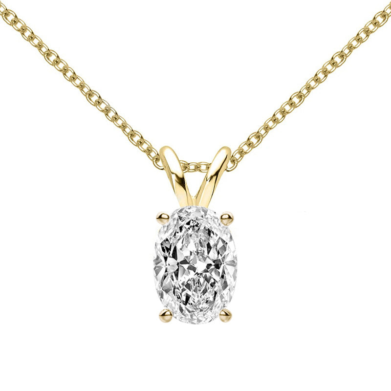 Solitaire Oval Moissanite Sterling Silver Necklace Pendant