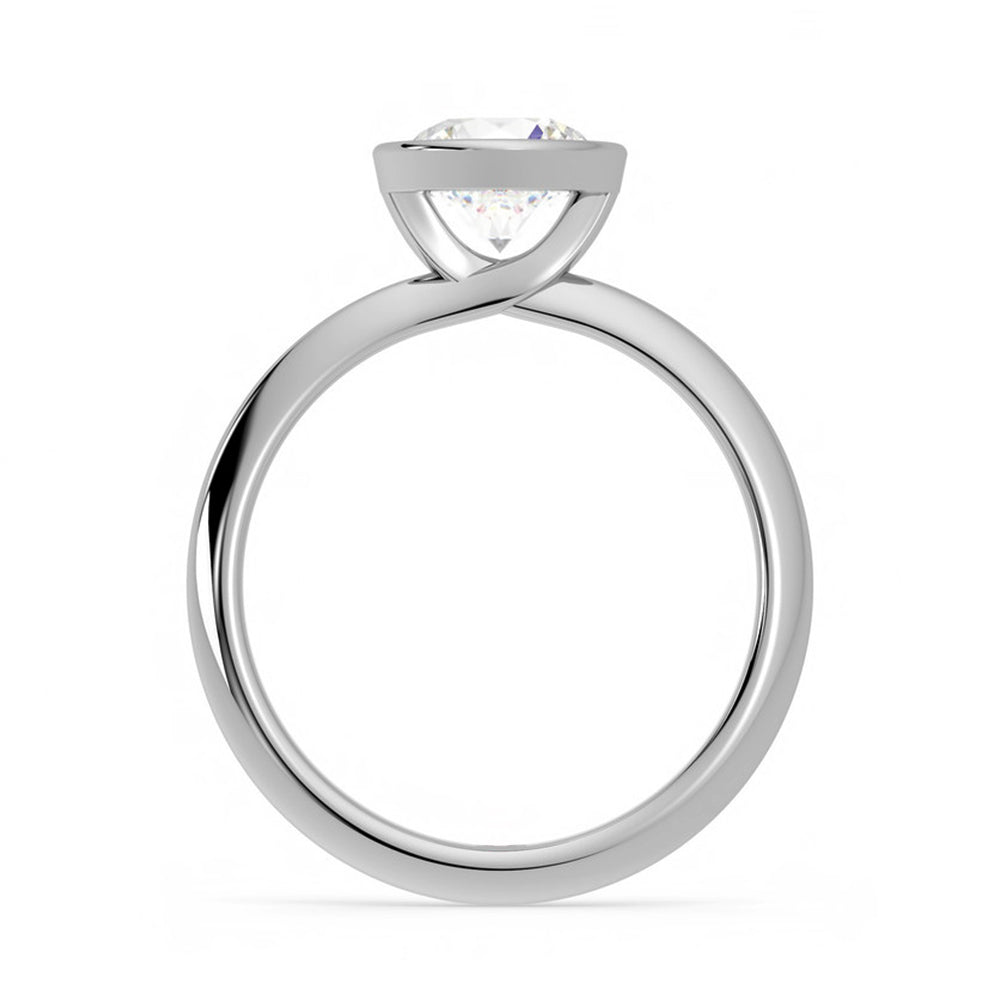 Solitaire Round Moissanite Bezel Set Engagement Ring