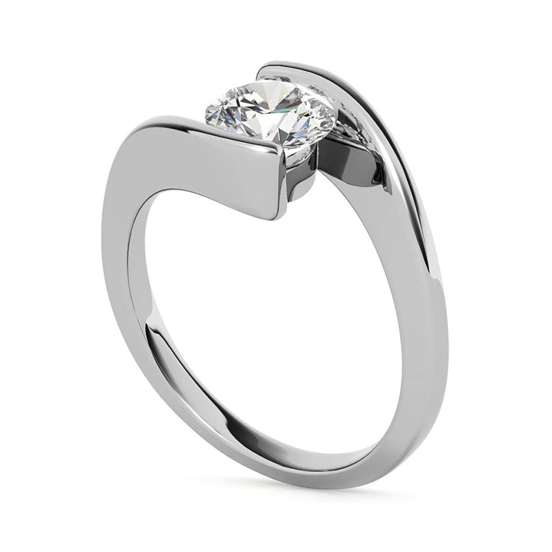 Solitaire Tension Set Moissanite Bypass Engagement Ring