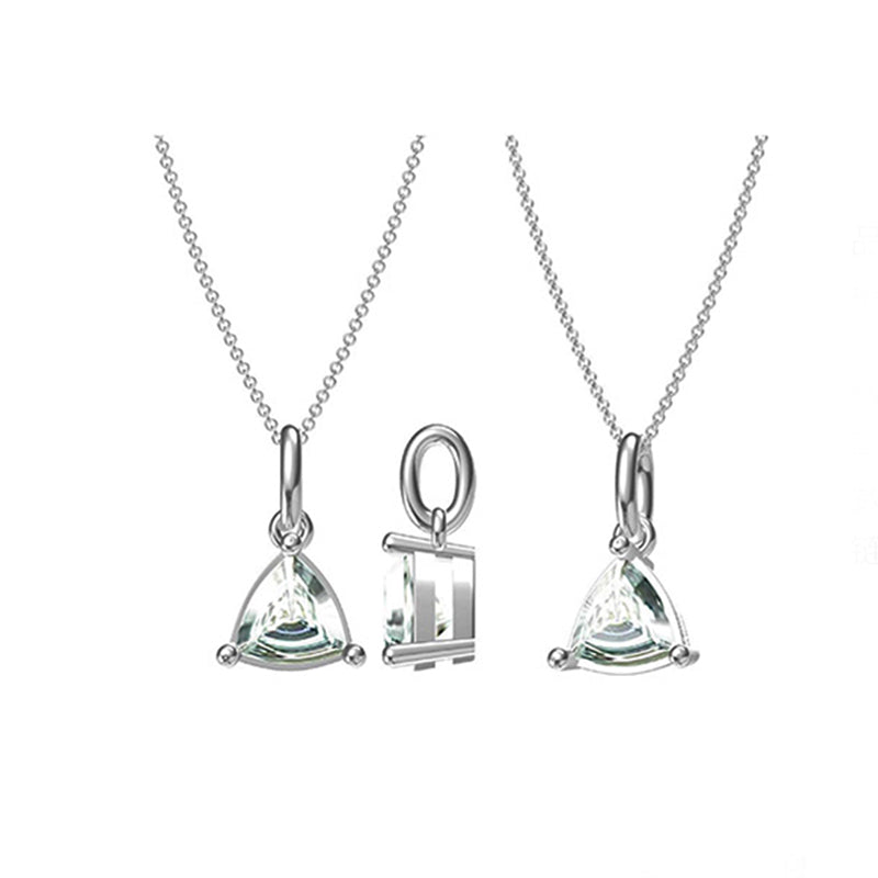 Solitaire Trillion-Cut Moissanite Sterling Silver Necklace Pendant