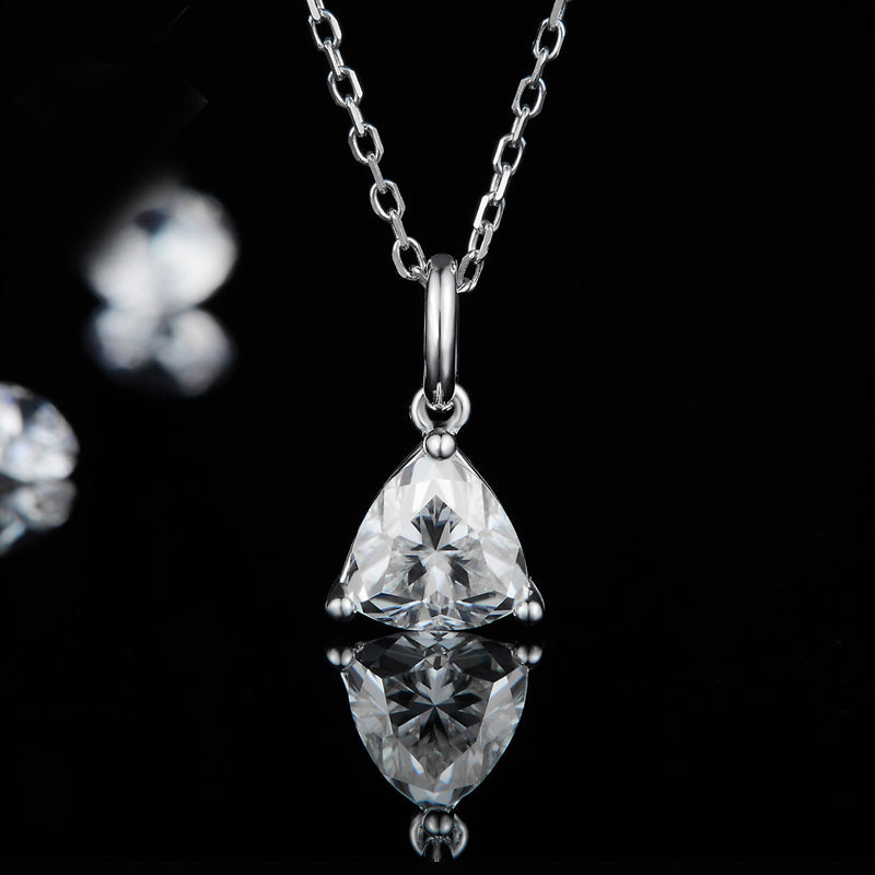 Solitaire Trillion-Cut Moissanite Sterling Silver Necklace Pendant