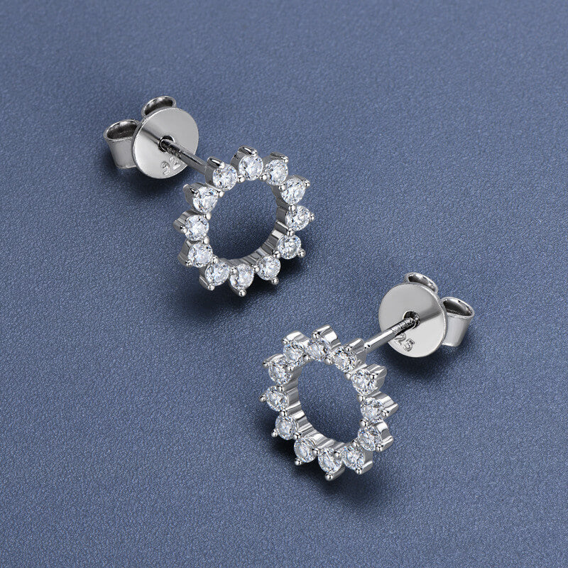 Sparkling Circle Moissanite Loop Stud Earrings In Sterling Silver