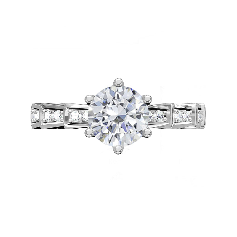 Sparkling Moissanite Eternity Accents Engagement Ring