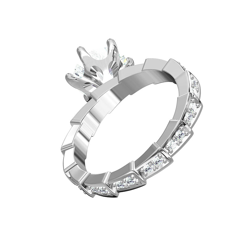 Sparkling Moissanite Eternity Accents Engagement Ring