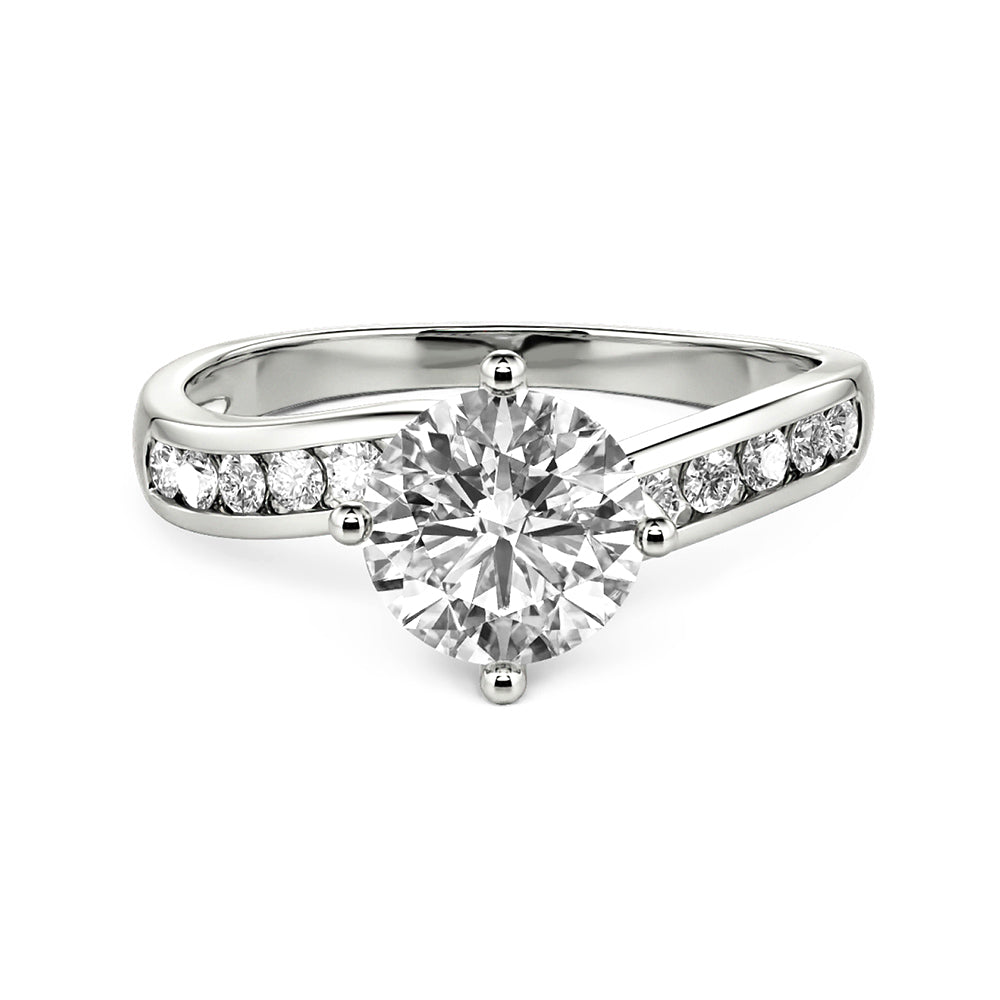 Swirl Bypass Moissanite Channel Set Engagement Ring