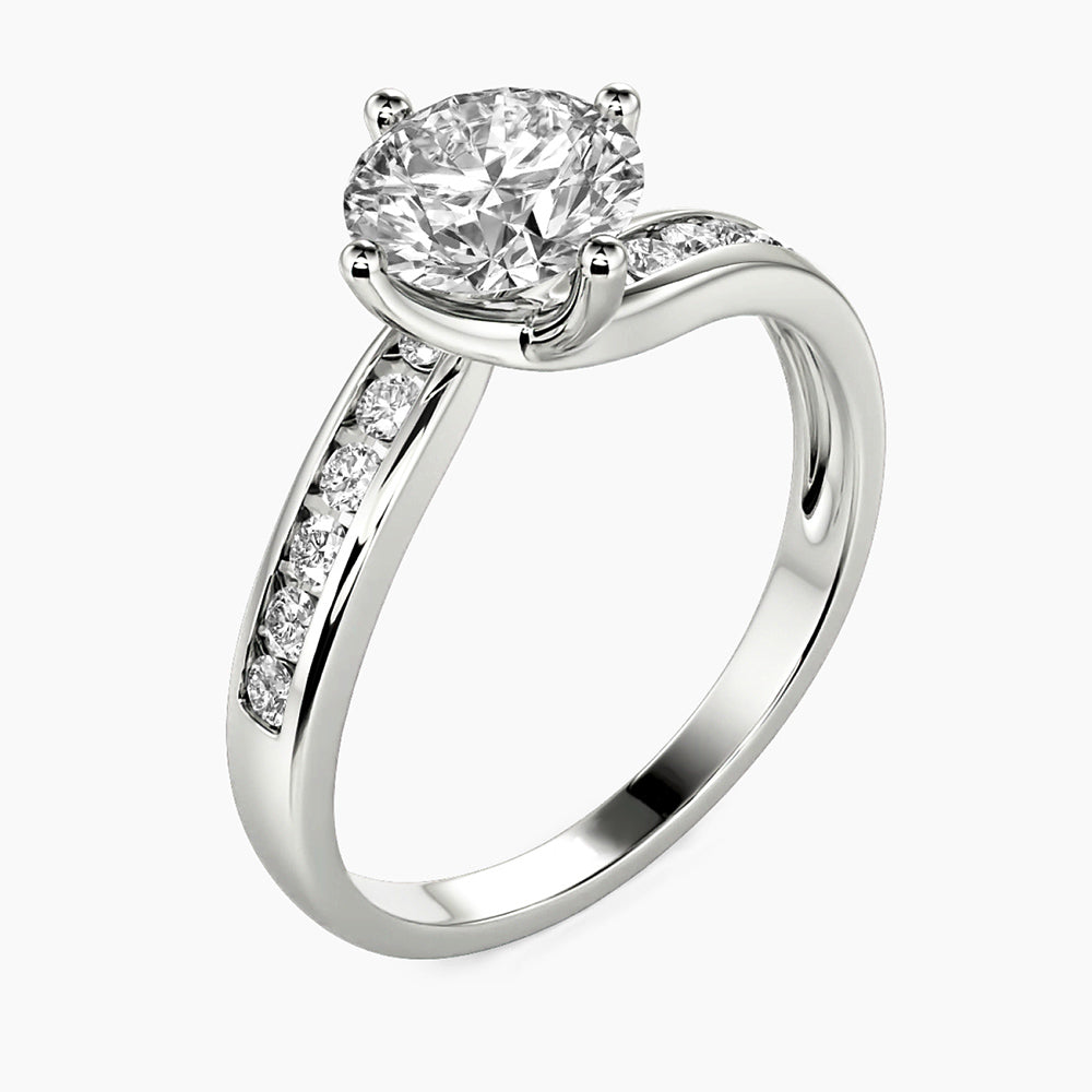 Swirl Bypass Moissanite Channel Set Engagement Ring