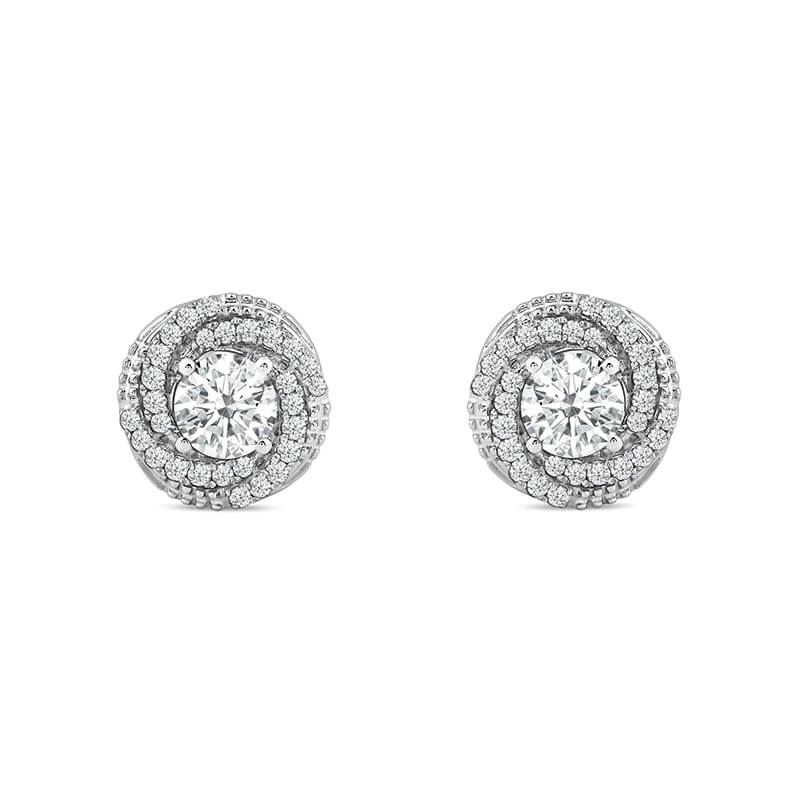 Swirling Twisted Moissanite Pave Stud Earrings In Sterling Silver