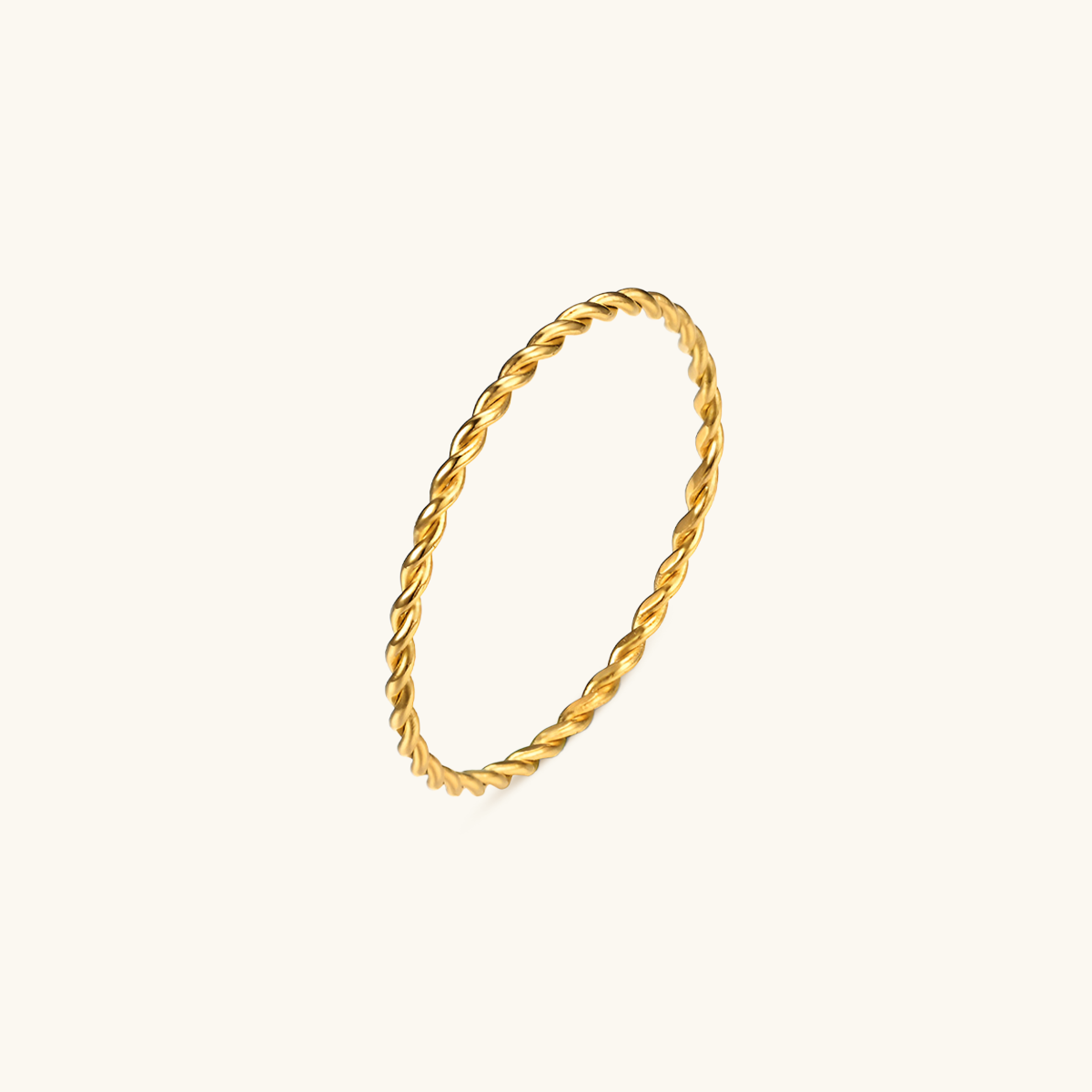 Thin Rope Twist Chain Ring - Gold