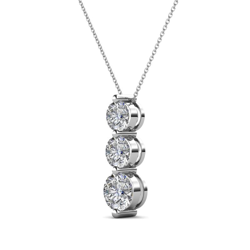 Three-Stone Drop Moissanite Pendant Necklace in Sterling Silver