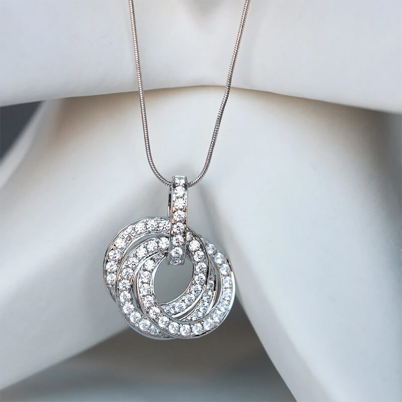 Three Interlocking Circles Moissanite Pendant Necklace