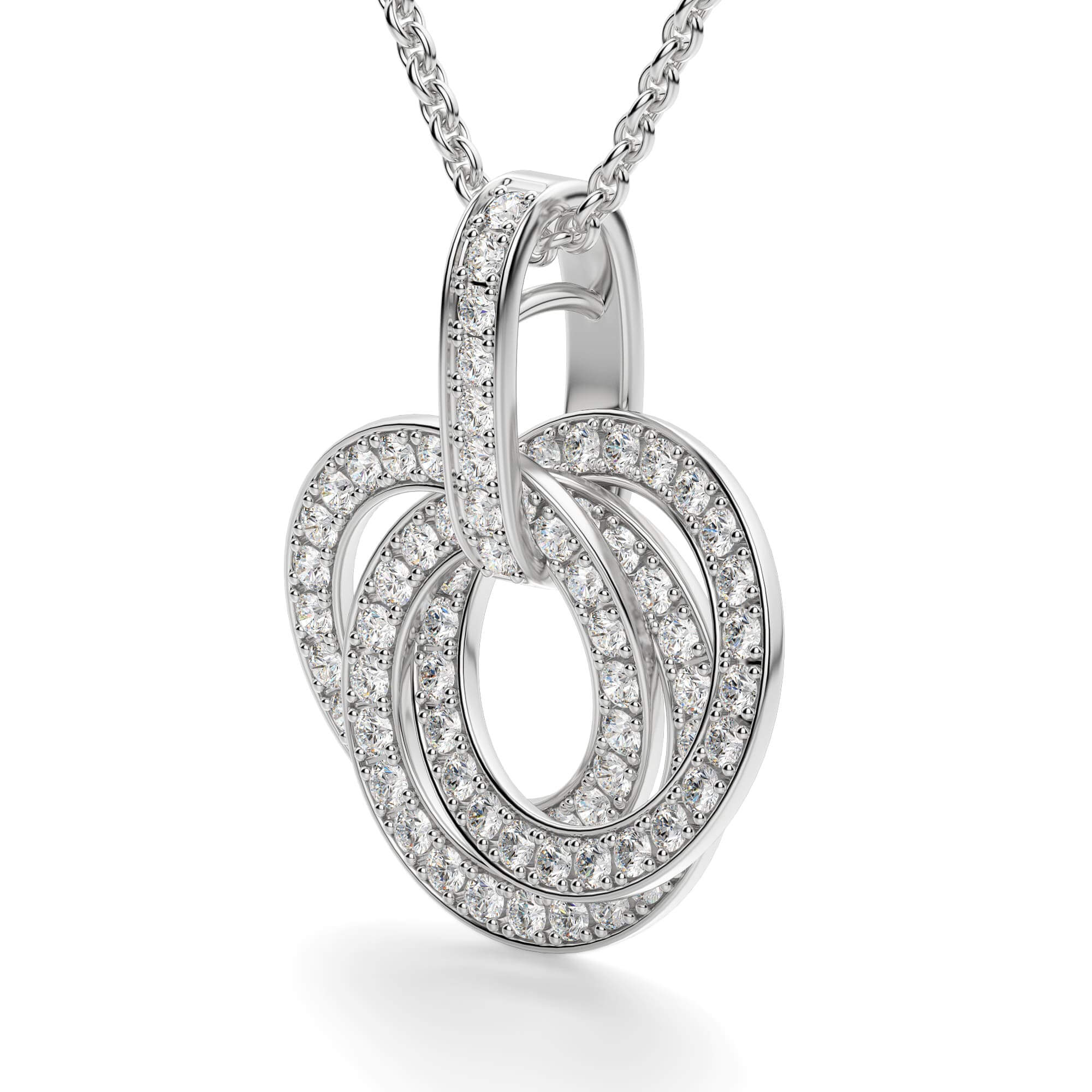 Three Interlocking Circles Moissanite Pendant Necklace