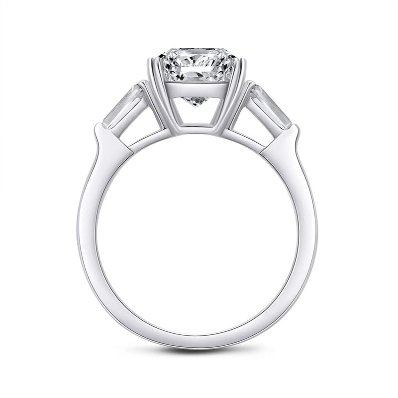 Three Stone Emerald Cut Moissanite Tapered Baguette Engagement Ring