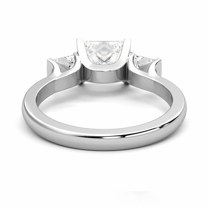 Three Stone Princess Cut Moissanite Bar Set Engagement Ring