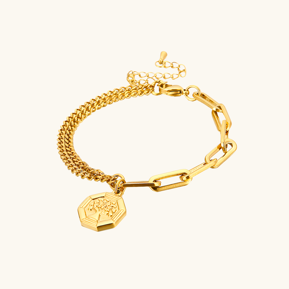 Tree Of Life Contrast Clip Bracelet - Gold